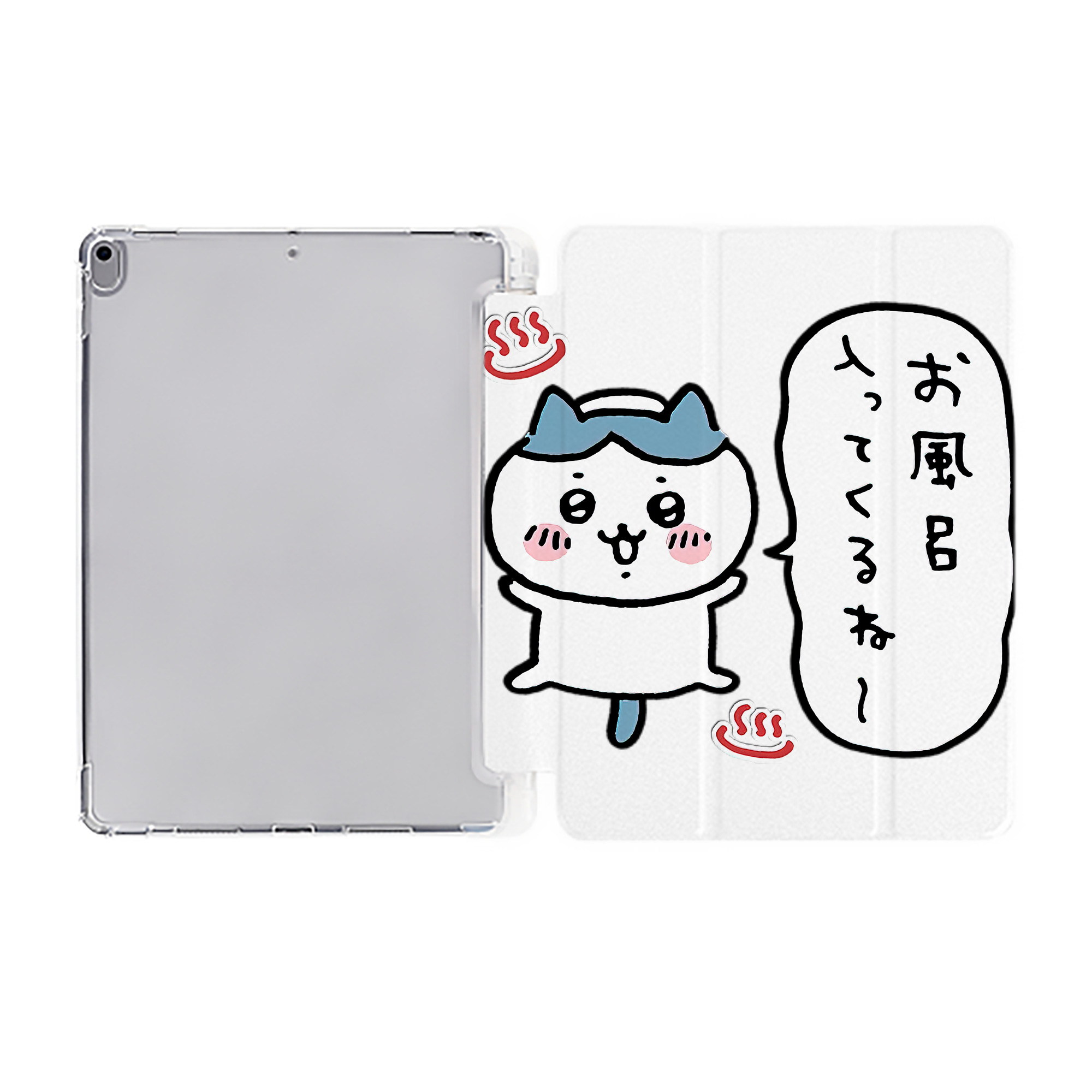 （画像用） ちいかわ ハチワレ Chii-kawa hachiware IPad ケース ペン収納付き 三つ折りスタンド PUレザー×シリコン 対応機種9.5/10.5/10.9インチ